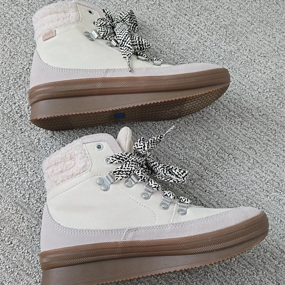 NWOT Keds Luxe Leather w/ Faux Shearling and Thinsulate Midland Wedge Msrp $130